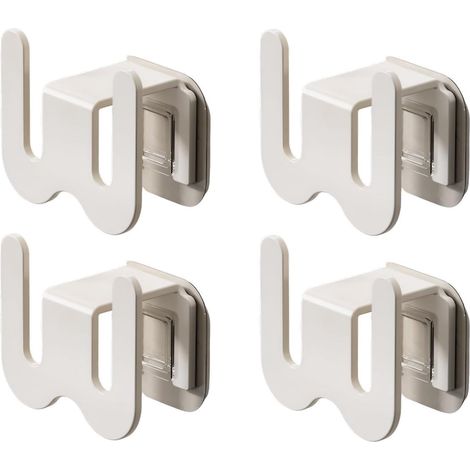 Lot de 4 étagères à chaussures murales en aluminium dimensions 8,6 x 4,5 x 7,6 cm sans perçage pour porte ou mur et rangement des chaussures couleur blanche (1/5)