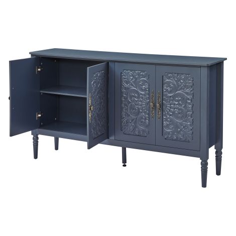 Ce buffet présente des détails en relief de style vintage, offre un grand espace de rangement et des angles arrondis, ce qui en fait un meuble de rangement classique pour la salle à manger, le salon e (1/5)