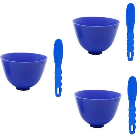 Set aus 3 Mischschalen für das Dentallabor mit flexiblem Kunststoff- und Gummispatel für Labormaterialien wie Alginat-Abformgips. (1/5)