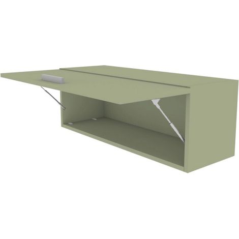 Libreria pensile moderna con anta a ribalta, L 90 cm - Montaggio rapido - Salvia