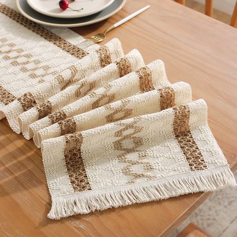 Linge de table coton 30x180 cm Chemin table bohème vintage coton (1/4)