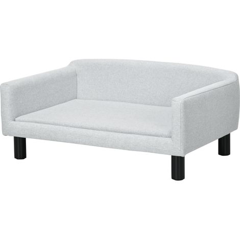 Canapé pour Chiens Taille Moyenne et Petite Velouté avec Coussin, Accoudoirs et Dossier, 82x54x36 cm, Gris Clair (1/5)