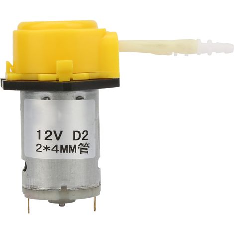 Pompe péristaltique miniature jaune DC12V pour aquarium, laboratoire et analyse (2 x 4 mm) (1/5)