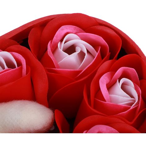 Roses artificielles avec oursons, coffret cadeau, fleurs en savon pour anniversaire, Saint-Valentin, rouge assorti (1/5)
