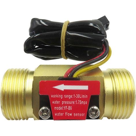 Capteur de débit d'eau B6 DN20 G3/4 pouce, DC5-18V, débitmètre 1-30 L/min pour la circulation de liquides dans le contrôle industriel. (1/4)