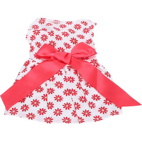 Robe d'été mignonne pour chienne, jupe sans manches en polyester avec nœud papillon, modèle XDZ302 blanc XS (1/5)