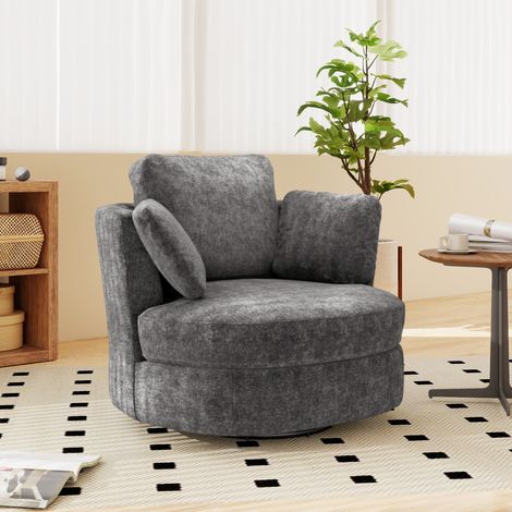 XXL-Sessel modern aus grauem Samt – entspannender Relaxsessel mit 3 abnehmbaren Kissen, extrem elastischer Sitzfläche und optimaler Lendenwirbelstütze – ideal zum Lesen oder Entspannen im Wohnzimmer, 