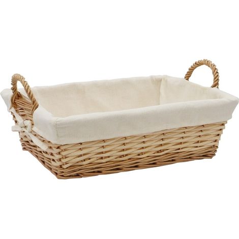 Acacua Rectangular Willow Storage Basket with Lining, Honey Finish