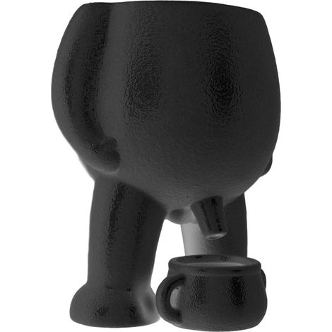 Pot de fleurs en céramique noir, figurine petit homme qui fait pipi, décoration innovante drôle pour succulentes, vase plante grasse pour bureau (1/5)