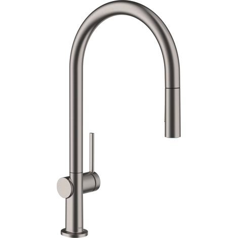 Hansgrohe M54 - Grifo de fregadero Talis con ducha extraíble, cromo negro cepillado 72800340 (1/5)