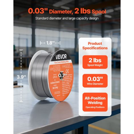 Fil Fourré sans Gaz 0,8 mm 0,9 kg par Bobine Fil de Soudage MIG E71T-11 pour Soudage à Arc Toutes Positions, Auto-protégé, Utilisat… (1/5)