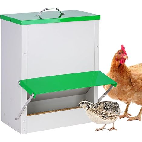Poultry Feeder 11kg Lid Rain Resistant Chickens Ducks Turkeys (1/5)