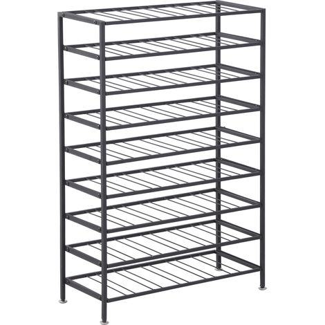 Étagère à vin rack pour bouteilles range-bouteilles capacité 54 bouteilles dim. 63L x 25l x 91H cm métal noir