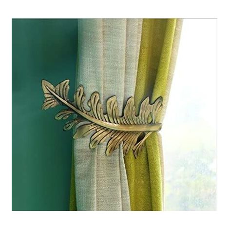 2 pièces de retenue de Rideau Rustique, Grands Crochets d'embrasse de Rideau de Conception de Feuille Vintage, retenue de Rideau décoratif rétro,Bronzo (1/4)
