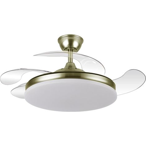Ventilador de techo LED KALA Gold, aspas retráctiles transparentes, motor CC silencioso, mando a distancia, luz regulable de 59 W, 6980 lm, 6 velocidades, modo verano/invierno, Ø 107 cm (1/5)