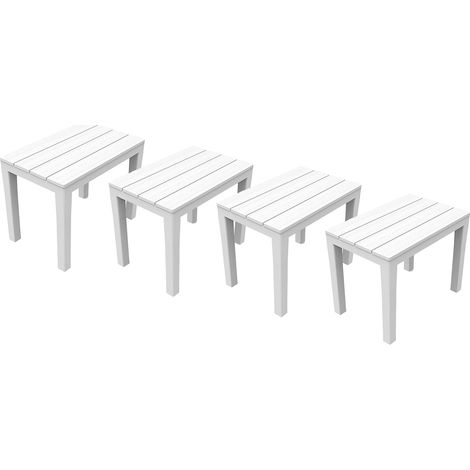 SET 4 PEZZI PANCHINA/TAVOLO DOPPIAFUNZIONE TIMOR IN POLIPROPILENE DA ESTERNO BIANCA 60 X 38 X 45 CM (1/5)