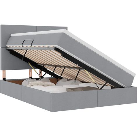 Maison Exclusive - LED-Speicherbett mit Matratze Hellgrau 140 x 1