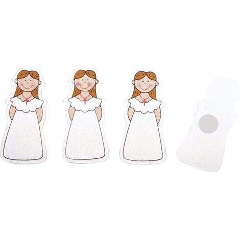 RAYHER - MINIATURE IN LEGNO COMUNIONE BIMBA CON BOLLINO ADESIVO 5CM 12PZ