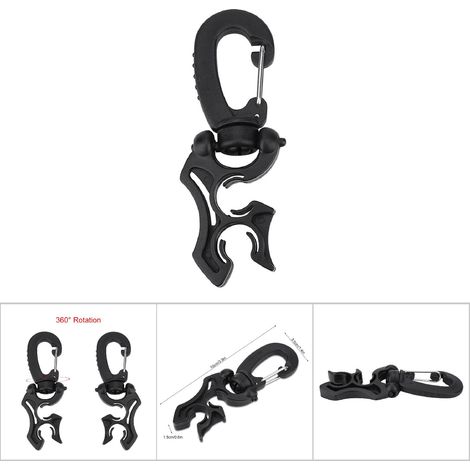 Stück Schlauchclip-Halter für Niederdrucktauchgeräte mit Karabiner (Schwarz) (1/5)