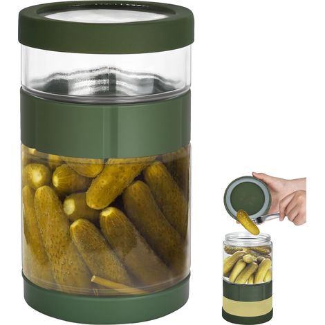 Bocal à concombre à retourner, en verre avec passoire et couvercle, récipient pour cornichons, choucroute, 1,5 l, pour la cuisine et la maison (1/5)