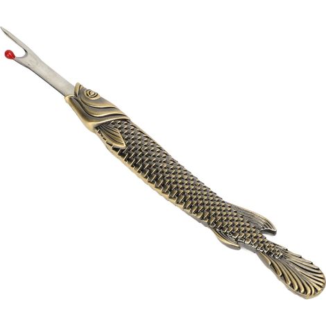 Kreuzstich-Nahtentferner, Vintage, Fischform, Metall, Handgerät zum Entfernen von Fäden für Nähprojekte, Grünbronze (1/5)