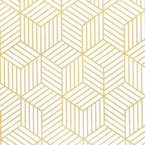 Papier peint autocollant à rayures géométriques de l'hexagone doré - Papier peint autocollant - Pour meubles - Doré et blanc - 45 x 500 cm - Papier cadeau de Noël (1/5)