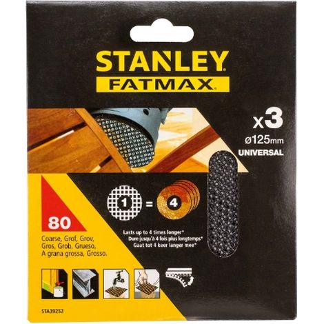 Stanley Fatmax Klett-Schleifgitter 125mm K80 3Stk
