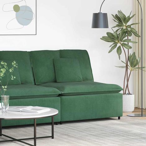 vidaXL Module central de canapé modulable avec coussins vert foncé 100 cm (1/5)