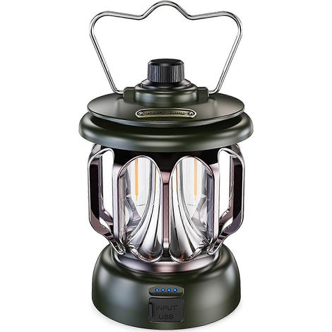 Lanterne LED vintage rechargeable en métal, lampe de table suspendue pour intérieur et extérieur, camping, randonnée, jardin, décoration intérieure et extérieure