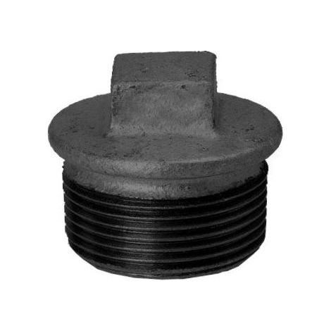 Hermann Schmidt Temperguss Stopfen 14290008 DN 8, 1/4", mit Rand, schwarz