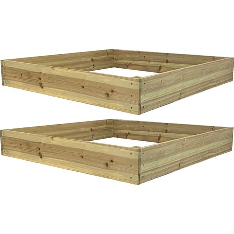Set of 2 Wooden Raised Vegetable Beds (122cm x 18cm) (1/5)