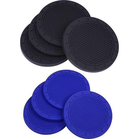 4 tapis de protection pour porte-gobelets de voiture en PVC, dessous de verre antidérapants pour véhicule, lot de 4 (1/5)
