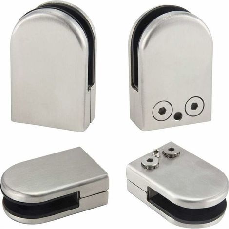 4PCS Verre Pince Support 6-8mm En Acier Inoxydable Verre Clips Pinces Supports De Verre Réglables Dos Plat Connexion Pince Support pour Balustrade Escalier Main Courante Fenêtre, Argent (1/5)