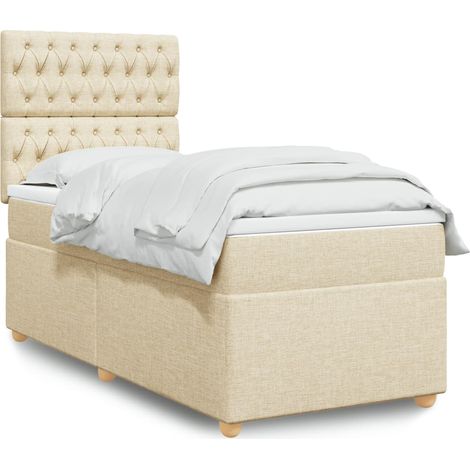 Boxspringbett mit Matratze Creme 90x200 cm Stoff (1/5)
