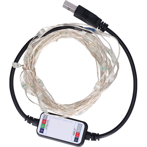 Guirlande lumineuse USB LED RGB multicolore, fil cuivre étanche, musique, décoration Noël, 5m 50 lumières (1/5)