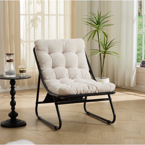 Poltrona relax con poggiapiedi in acciaio bianco OKMYHOME (1/5)