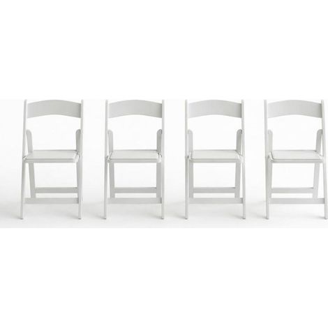 Set aus 4 weißen Klappstühlen aus Harz mit gepolstertem PU-Sitz (1/4)