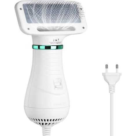 Sèche-cheveux pour chiens avec peigne intégré, brosse séchante 2 en 1, température réglable (2 niveaux : 40 ou 60 °C), convient aux chiens, chats et autres animaux de compagnie, 300 W.