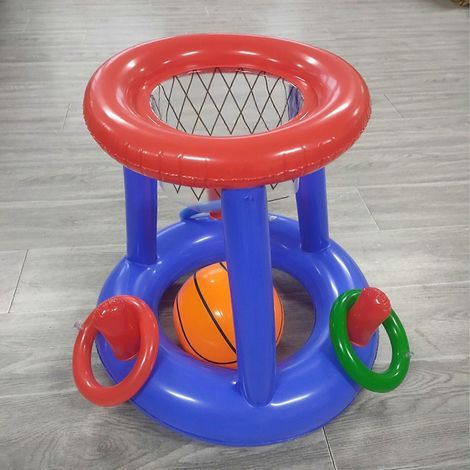 Jeu gonflable 2 en 1 avec panier de basket et anneaux, pour adultes et enfants, pour la piscine et la plage.-AquaForge