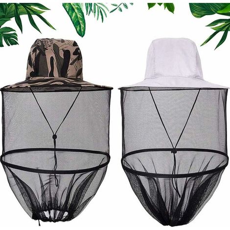 2pcs Bee Keeper Chapeaux,Apiculture camouflage Apiculteur anti-moustiques Abeille Bug insectes mouche Masque Chapeau avec protection de la tête Net Mesh face extérieure Équipement de pêche, (1/5)