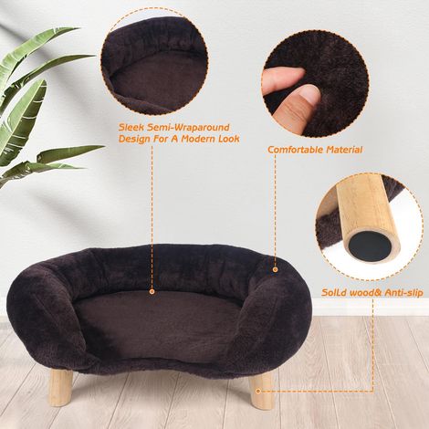 Canapé pour chat marron foncé XPT043, lit moelleux pour félin, confortable et douillet, taille compacte, idéal pour intérieur, coussin intégré, griffoir non inclus, 1 pièce. (1/5)