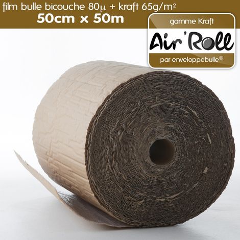 Lot de 6 Rouleaux de film bulle d'air + KRAFT 50cm x 50m