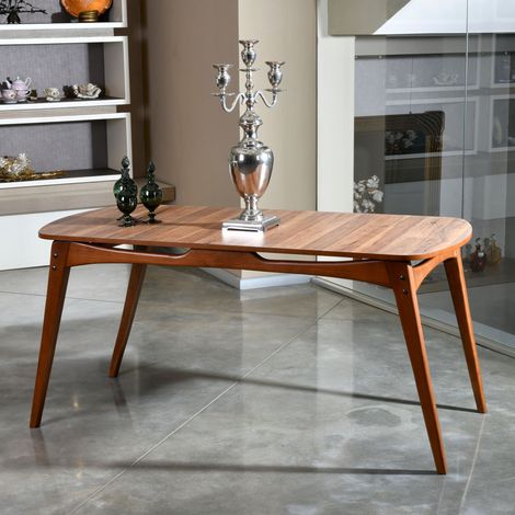 Fester Tisch Pretoro, 6 Plätze, rechteckig, Tragkraft 120 kg, 160x80x75h cm, Nussbaum Braun (1/5)