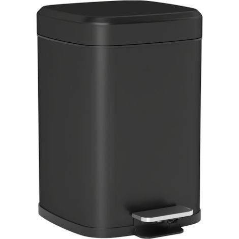 12L Modern Black Metal Kitchen Trash Can - Stylish Boxy Design for Home Use