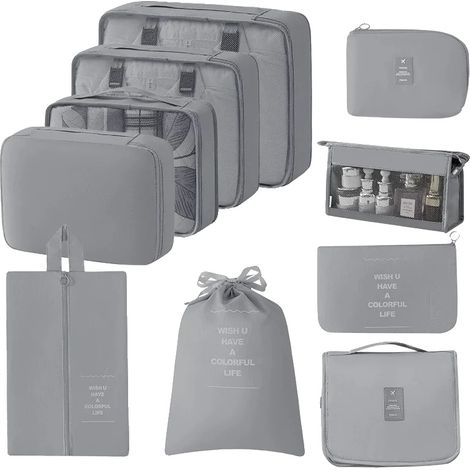 Bolsas de almacenamiento de viaje, diseño plegable, multiusos, 10 unidades, color gris. (1/2)