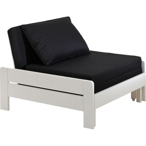 SLEEPY - Fauteuil Convertible d'appoint Laqué Blanc avec Coussins (1/4)