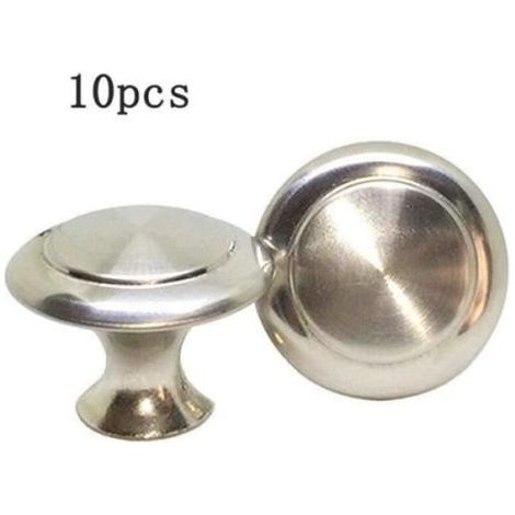 10 pomelli in metallo per cassetti, pomelli rotondi in acciaio inox satinato color argento per ante di mobili da cucina, maniglie per mobili (1/3)