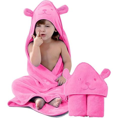 Kinder-Strandtuch mit Bärenmotiv und Kapuze, Poncho aus 100 % Baumwolle für Kleinkinder, ideal für Dusche, Pool und Strand.