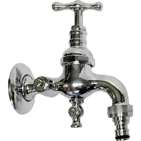 Rubinetto per Fontana da Giardino in Ottone Cromato con Attacco Rapido Morelli Francoforte (1/2)