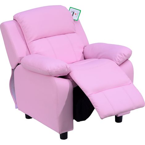 Kids Sofa Armchair Toddler Recliner Children's Chair Lounger Games Chair PU Leather w/ Storage (Pink)